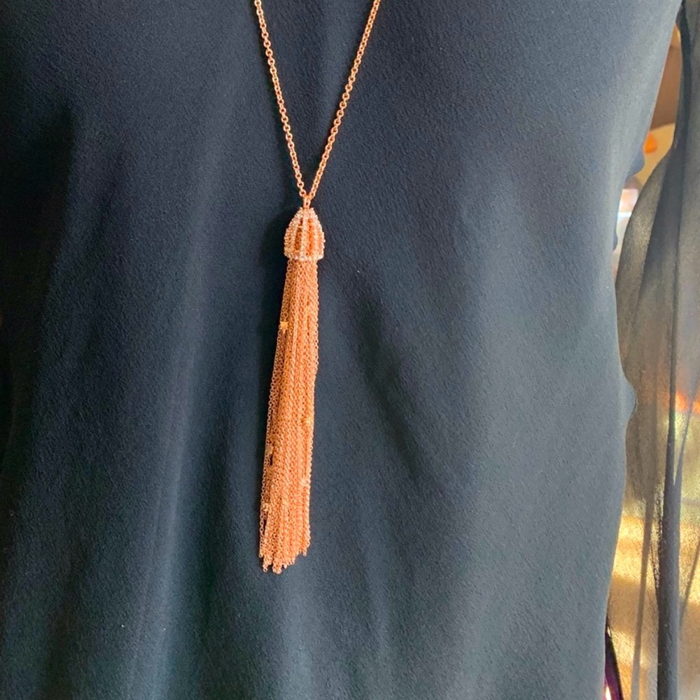 Alexis Bittar Rose Cascade Crystal Tassel Necklace